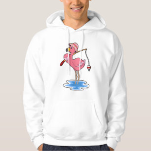 Veste À Capuche Flamant rose à la pêche avec canne à pêche