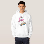 Veste À Capuche Flamant rose comme Patineur avec Skateboard (Devant entier)