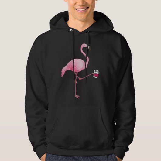 Veste À Capuche Flamingo Holding Coffee Tropical Gag Graphic (Devant)
