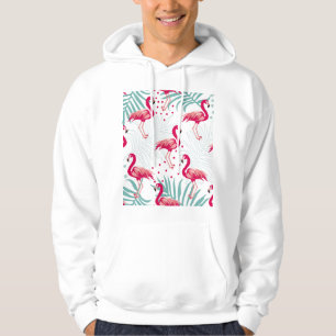 Veste À Capuche Flamingo tropical et feuille, motif d'été.