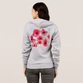 Veste À Capuche Fleur d'art de l'aquarelle rouge du Poppy (Dos entier)