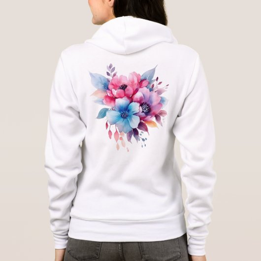 Veste À Capuche Fleurs à l'aquarelle conception florale (Dos)