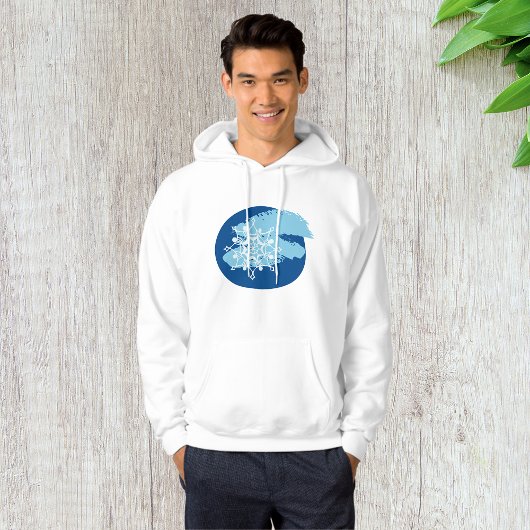 Veste À Capuche Flocon de Neige Bleu Glacé Abstrait Cercle d'Hiver
