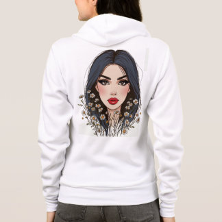 Veste À Capuche Floral Woman Portrait Art - Whispers of Nature