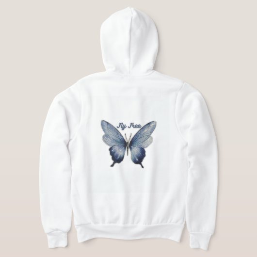 Veste À Capuche Fly Free – Blue Butterfly Art Design (Couchage Retour)