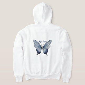 Veste À Capuche Fly Free – Conception Artistique Papillon Bleu