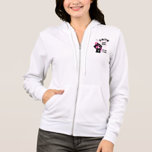 Veste À Capuche FOI SUR LA PEUR Sensibilisation au cancer du sein (Devant)