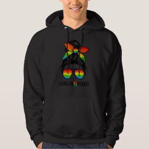 Veste À Capuche Free Mom Hugs Messy Bun Rainbow Gay Lesbian Lgbt P
