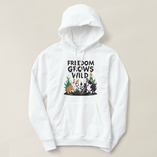 Veste À Capuche Freedom Grows Wild – Scary Corgi Gardening Cartoon (Design devant)