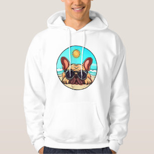 Veste À Capuche Frenchie Profitant De La Plage