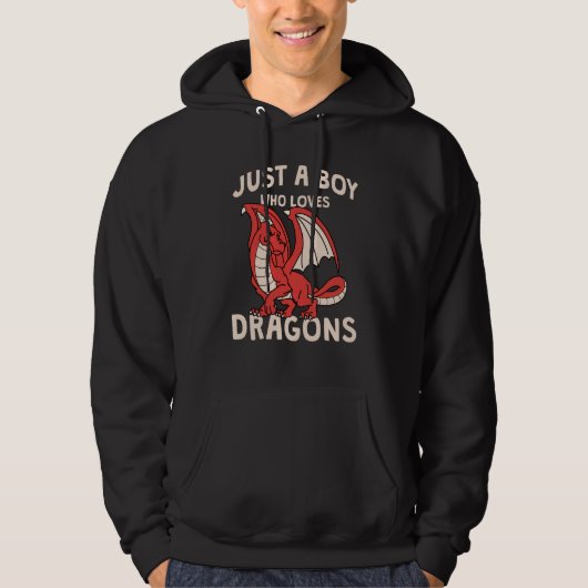Veste À Capuche Fun Just a Boy who Loves Dragons Toddlers Tweens T (Devant)