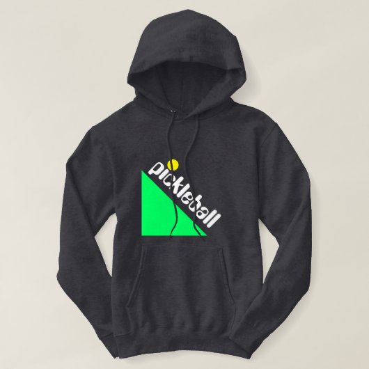 Veste À Capuche Fun Rétro PICKLEBALL Texte Coin Lime Vert Blanc (Design devant)