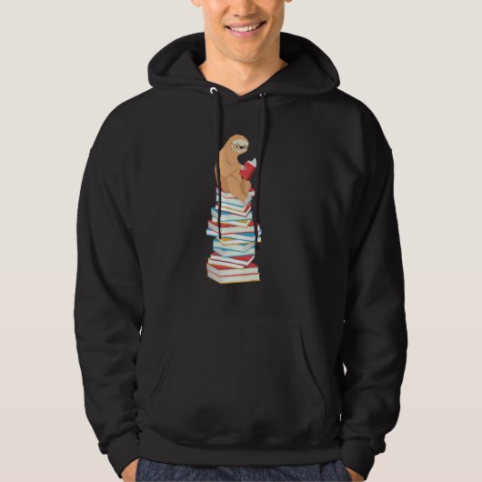 Veste À Capuche Funky Sloth Book Reading School Enseignant Ne (Devant)
