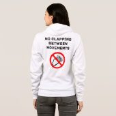 Veste À Capuche Funny Classical Music Rule NO CLAPPING Black Text (Dos entier)