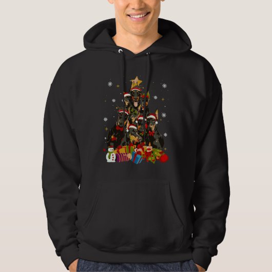 Veste À Capuche Funny Doberman Noël Arbre 316 (Devant)