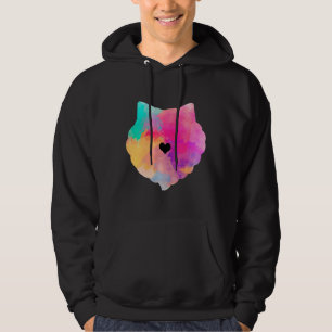 Veste À Capuche Funny Poméranien Coeur Chien Art Aquarelle