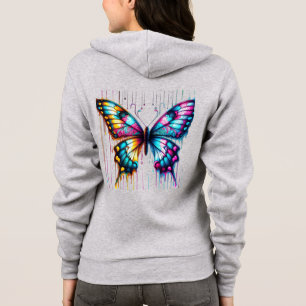 Veste À Capuche Fusion de couleurs éthérées : Un papillon dansant 