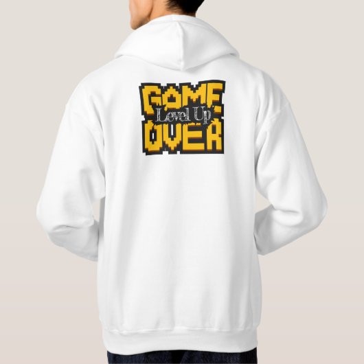Veste À Capuche Game Over, Level Up : Monde de jeu rétro pixelisé (Dos)