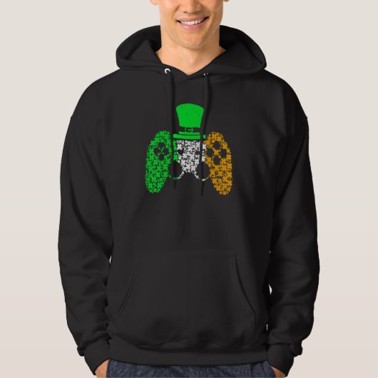 Veste À Capuche Garçons Gamer Jeu Lucky Shamrock Jour de la Saint  (Devant)