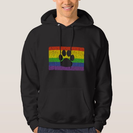 Veste À Capuche Gay Furry Pride Fandom Paw Rainbow LGBT Flag Gift (Devant)
