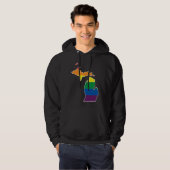 Veste À Capuche Gay Pride Flag  Michigan State Map  Rainbow Stripe (Devant entier)