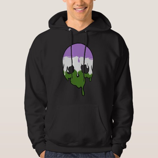 Veste À Capuche Genderqueer Pride Déchets Crâne (Devant)