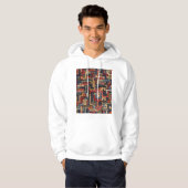Veste À Capuche Géométrie brodée, texture ethnique (Devant entier)