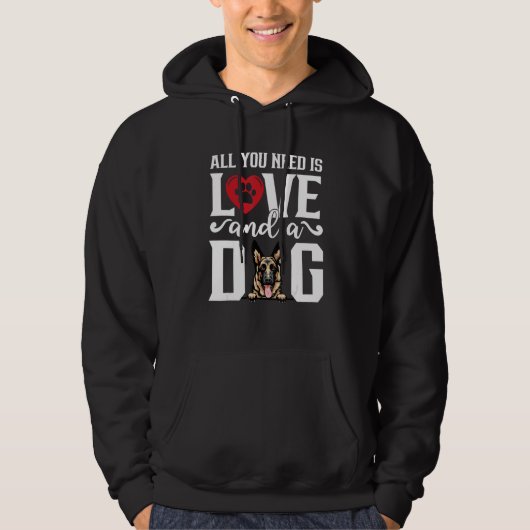 Veste À Capuche German Shepherd All You Need is Love And A Dog Fat (Devant)