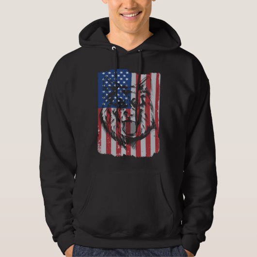 Veste À Capuche German Shepherd USA Merica Flag Retro (Devant)