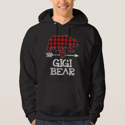 Veste À Capuche Gigi Bear Pajama de Noël Rouge Plaid Buffalo Famil (Devant)