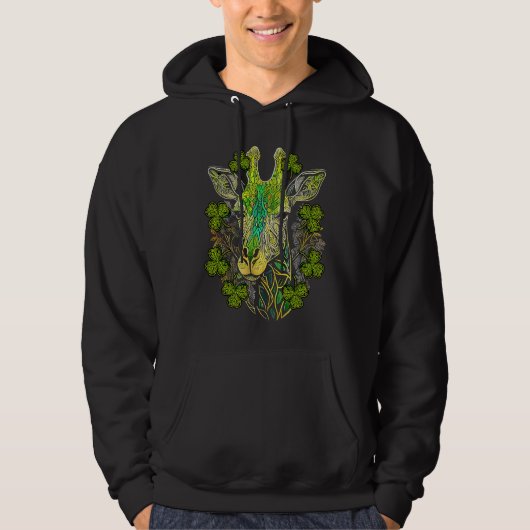 Veste À Capuche Giraffe Face Head Mandala Irish Shamrock C St Patr (Devant)