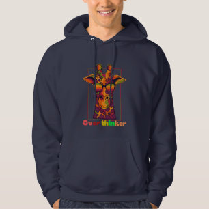 Veste À Capuche Giraffe Overthinker - Illustration d'animal bizarr