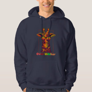 Veste À Capuche Giraffe Overthinker - Illustration d'animal bizarr