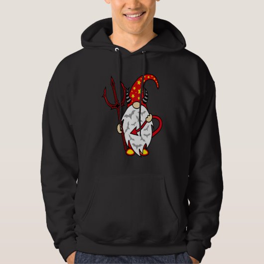Veste À Capuche Gnome de Halloween Diable avec Trident et Long Dia (Devant)