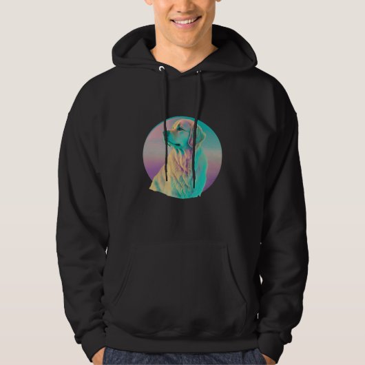 Veste À Capuche Golden Retriever Vaporwave Retrowave Aesthetic 1 (Devant)