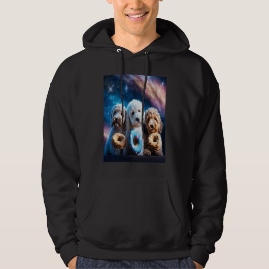 Veste À Capuche Goldendoodle Dans L'Espace Avec Des Donuts Mignons (Devant)