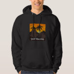 Veste À Capuche Good Vibes Only Tropical Sunset<br><div class="desc">Transport yourself to a peaceful paradise with this stunning "Good Vibes Only" tropical sunset design. The artwork features a beautiful silhouette of a tropical island, complete with majestic palm trees, a relaxing beach chair, and a sun umbrella. Set against a warm, glowing orange sky, a bright sun rises behind mountain...</div>