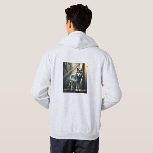 Veste À Capuche Gothic Wolf Moonlight Oil Painting Hoodie (Dos entier)