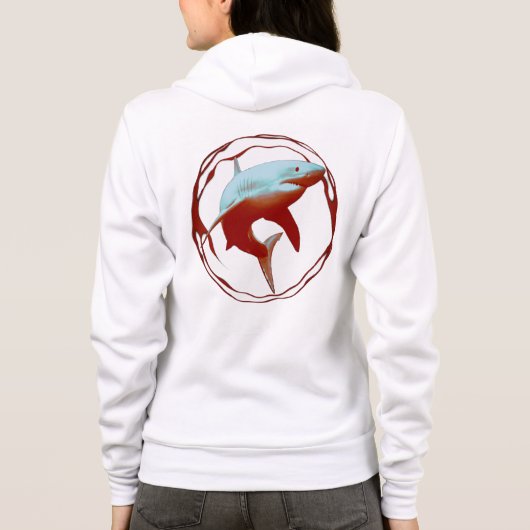 Veste À Capuche Grande conception graphique de requins blancs (Dos)