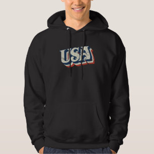 Veste À Capuche Graphique en détresse de style rétro USA
