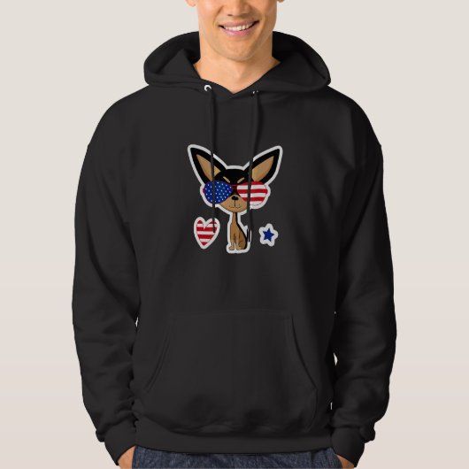 Veste À Capuche Graphisme d'illustration de chien de drapeau patri (Devant)