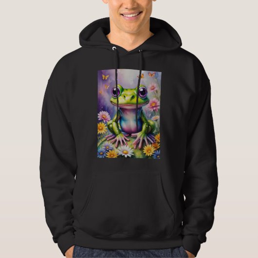 Veste À Capuche Grenouille Avec Art numérique Fleur (Devant)