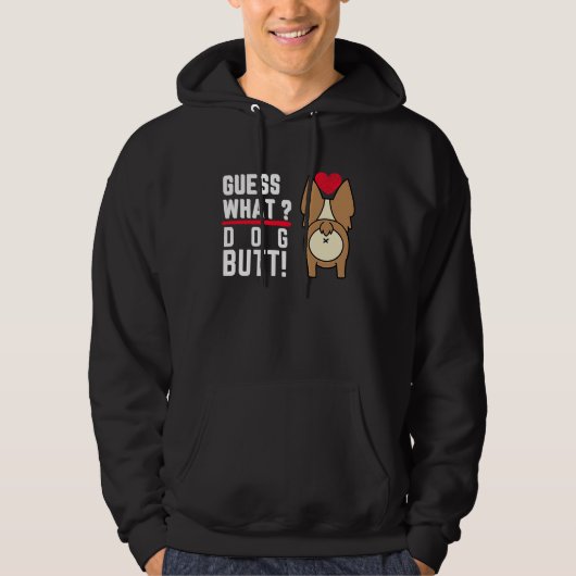 Veste À Capuche Guess What Dog Butt Black Fun and Humour (Devant)