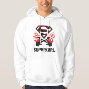 Veste À Capuche Guitares flamboyantes de noir de logo de Supergirl