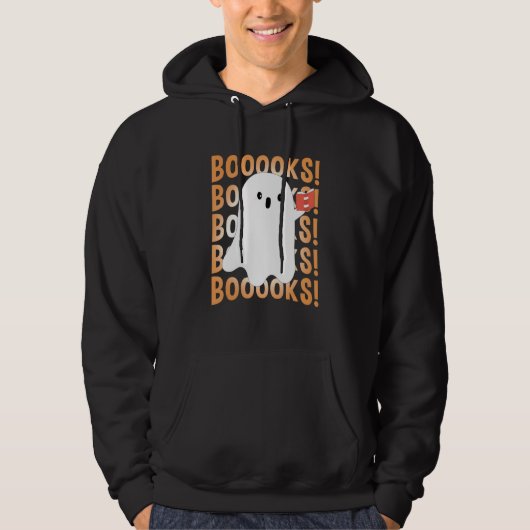 Veste À Capuche Halloween Booooks Ghost Reading Boo Read Books Lib (Devant)