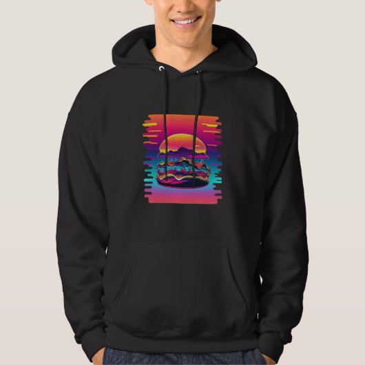 Veste À Capuche Hamburgers Synthwave 80s Retrowave Aesthetic (Devant)