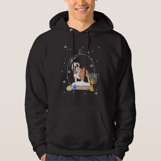 Veste À Capuche Hanukkah British Bulldog Dog Snow Globe Pajama (Devant)