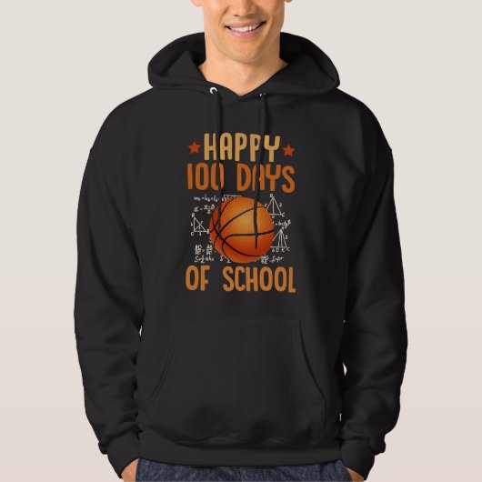 Veste À Capuche Happy 100 Days Of School Basketball Math Teacher (Devant)