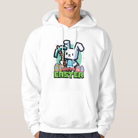 Veste À Capuche Happy Easter Bunny Pixel Game Gaming Gamer Boys Ki (Devant)