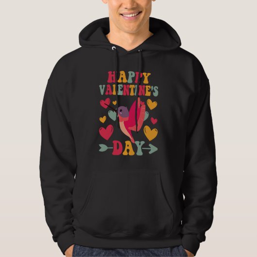 Veste À Capuche Happy Valentines Day Hummingbird Heart Love Groovy (Devant)
